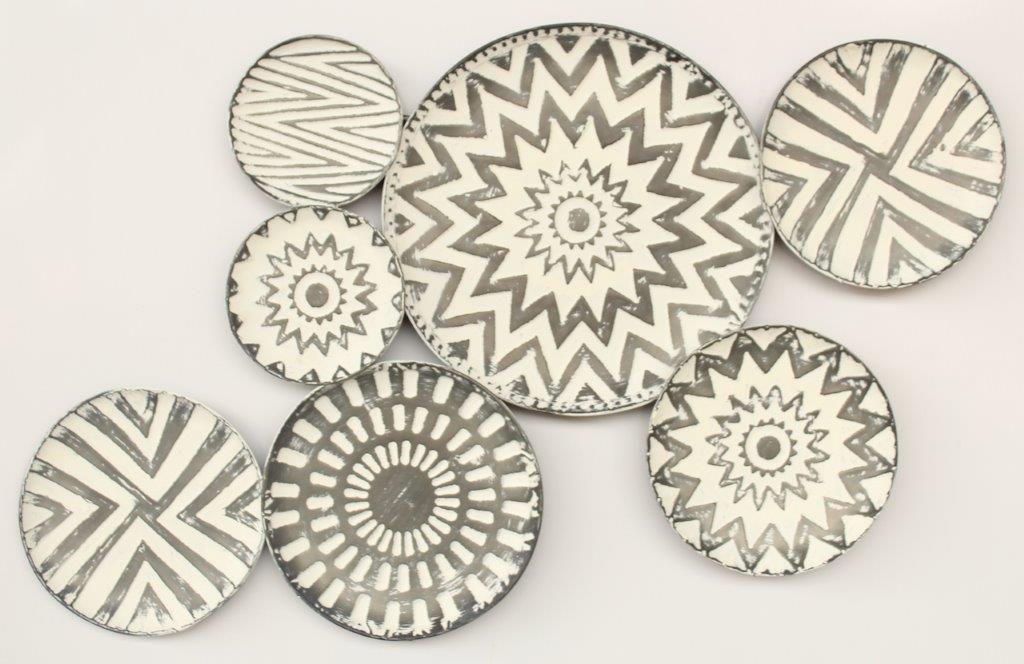 Grey & White 7 Metal Place Wall Hanging